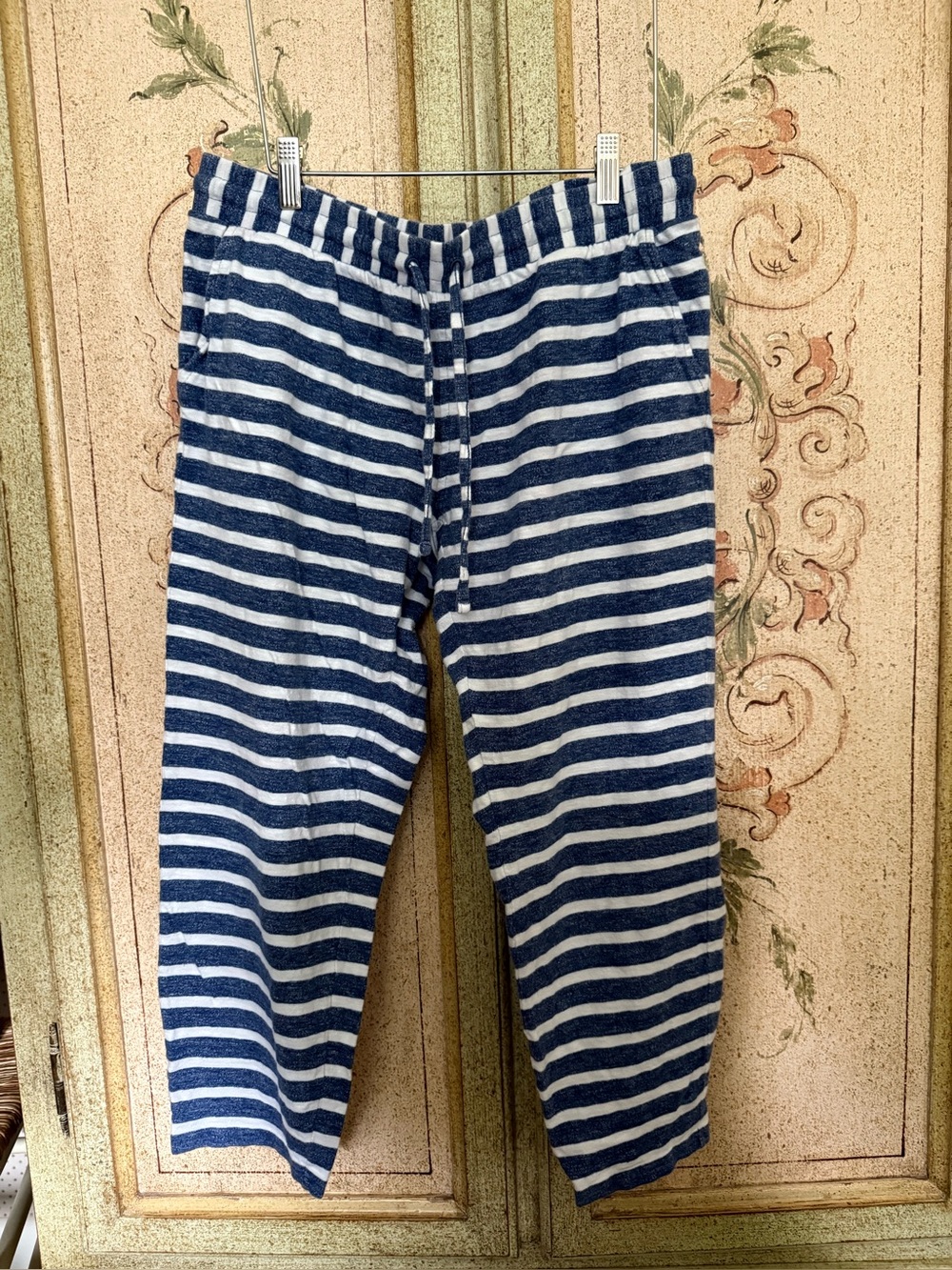 Blue and White Striped Womens Bottoms